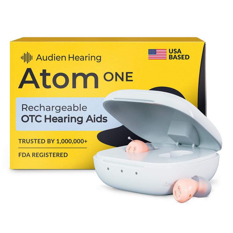Audien Atom ONE OTC Hearing Aids for Adults – Discreet In-Ear Sound Amplification, Rechargeable, No Prescription